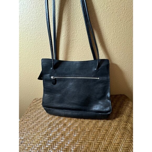 Vintage Monsac Leather Shoulder Bag With Dual Straps Black - Picture 2 of 11